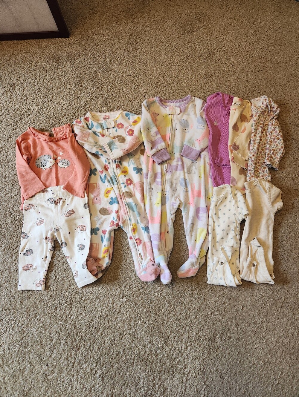 Large Mixed Lot of 6-9M Baby Girl Clothes Bodysuits Footies
